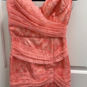 Elegant Coral Lace Dress